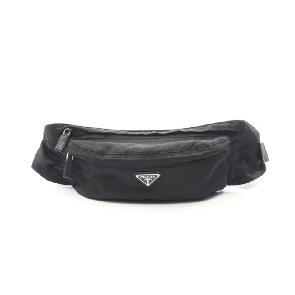 Prada Triangle Waist Bag Body Saffiano Leather Black